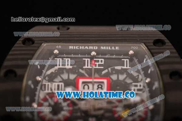 Richard Mille RM 011 Felipe Massa Flyback Chronograph Swiss Valjoux 7750 Automatic Carbon Fiber Case with Skeleton Dial Black Inner Bezel and White Markers - 1:1 Original - Click Image to Close
